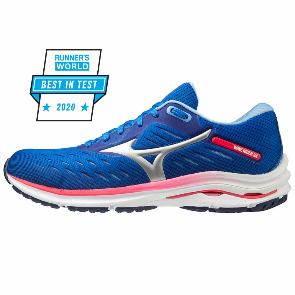 Damske Bezecke Topanky Mizuno Wave Rider 24 Modre/Ruzove Vypredaj XTOG56814